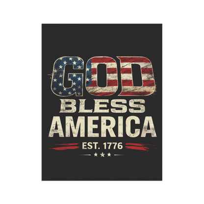 God Bless America Garden Flag — Patriotic Outdoor House Banner (Est. 1776)