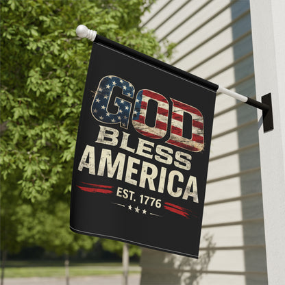 God Bless America Garden Flag — Patriotic Outdoor House Banner (Est. 1776)