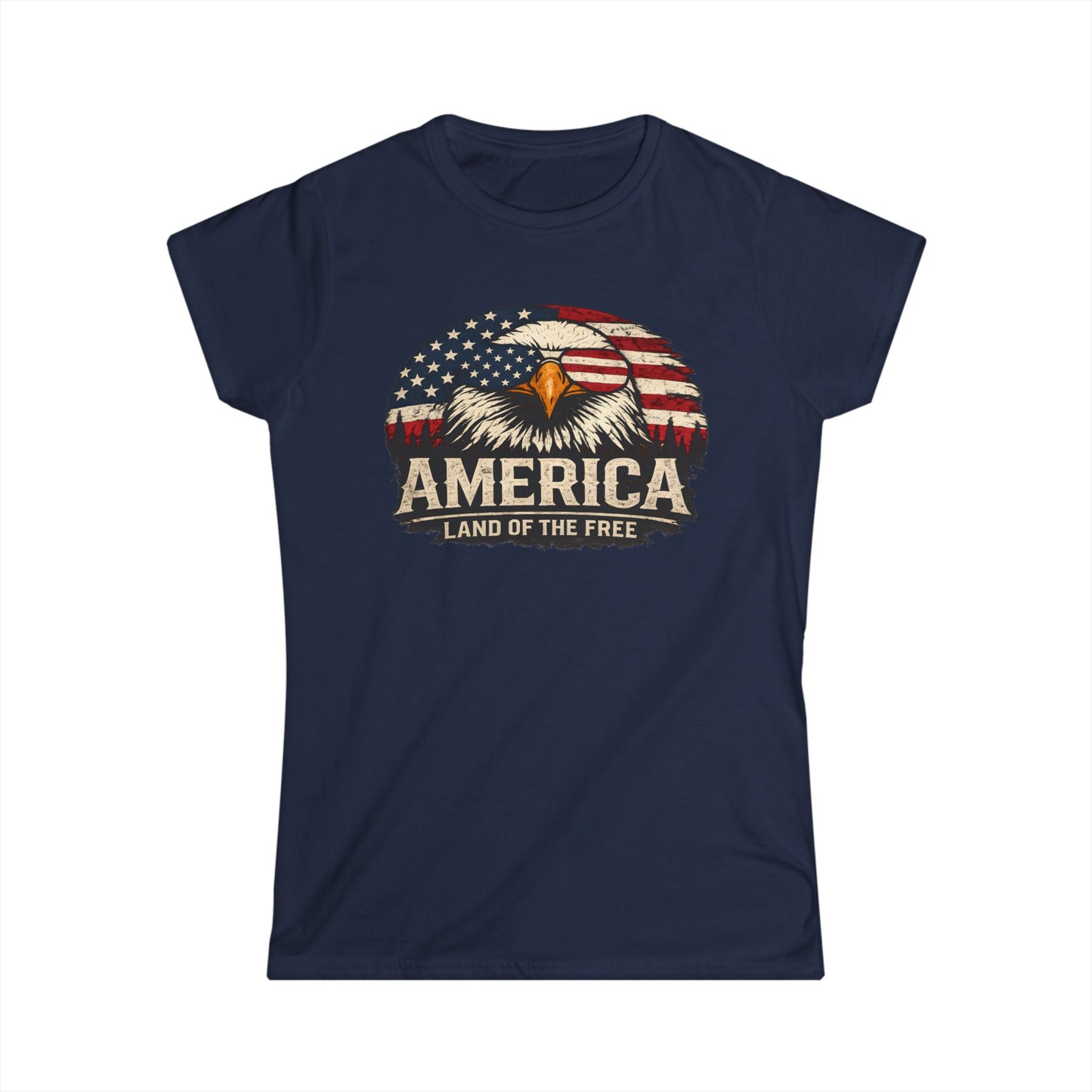 America Land of the Free Tee — Patriotic Eagle T-Shirt for Women