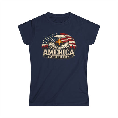 America Land of the Free Tee — Patriotic Eagle T-Shirt for Women