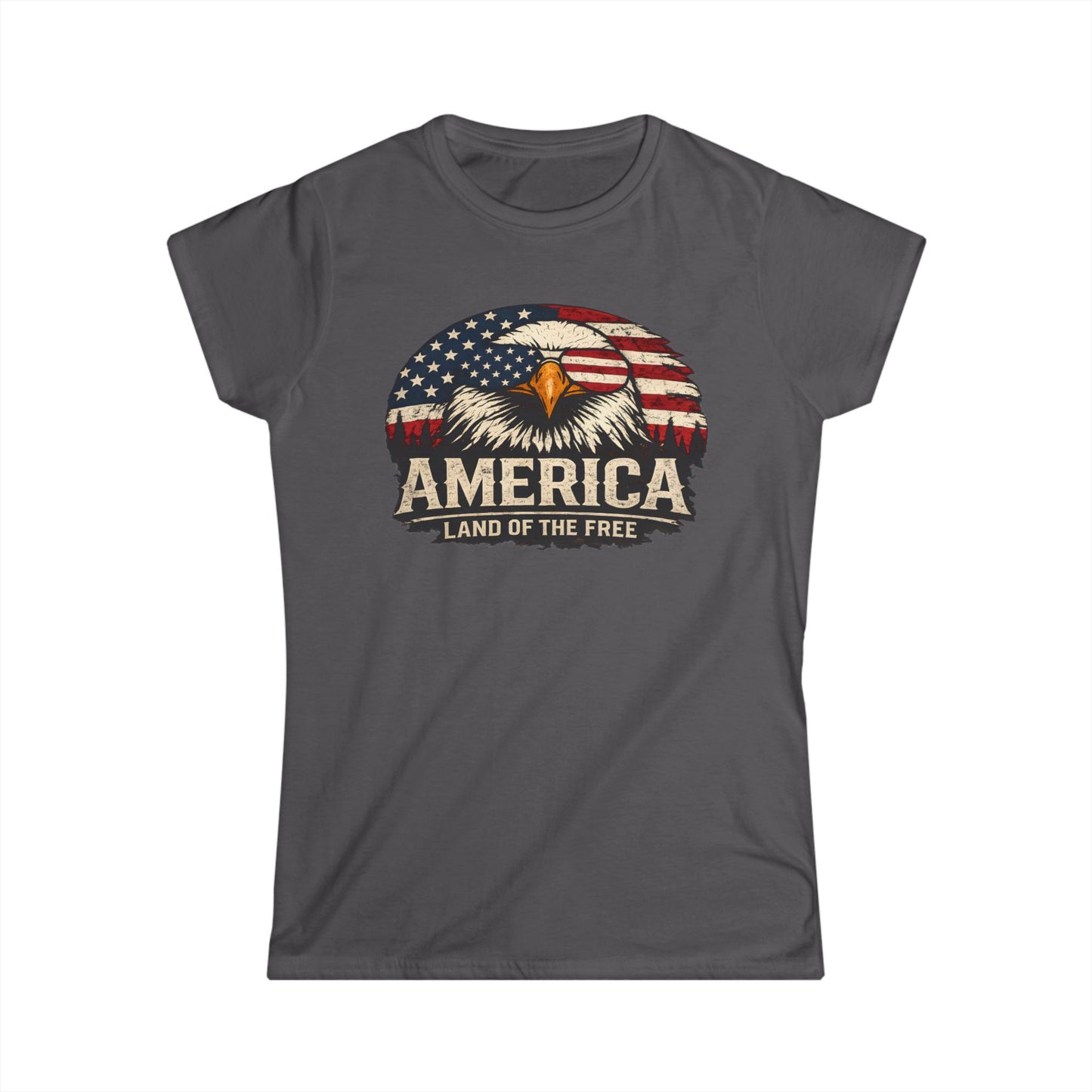 America Land of the Free Tee — Patriotic Eagle T-Shirt for Women