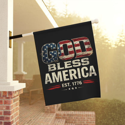 God Bless America Garden Flag — Patriotic Outdoor House Banner (Est. 1776)