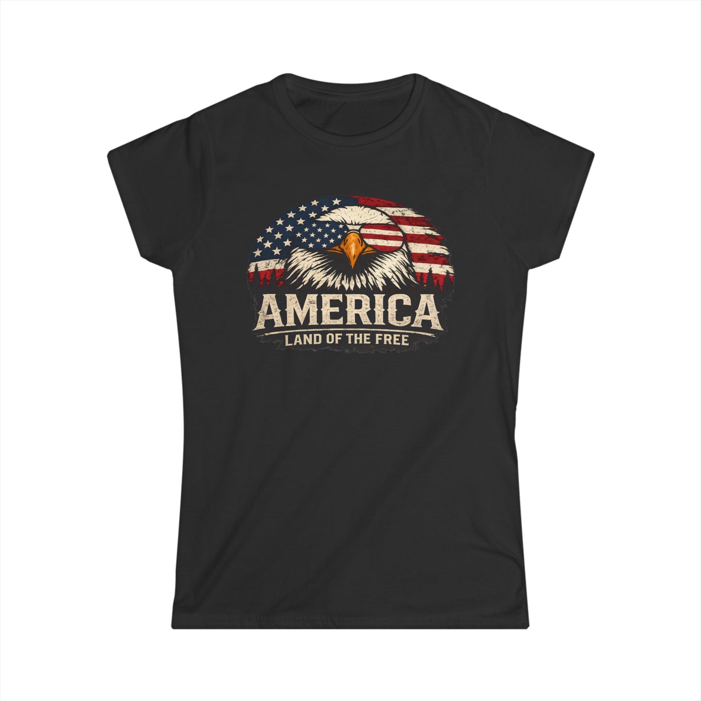 America Land of the Free Tee — Patriotic Eagle T-Shirt for Women