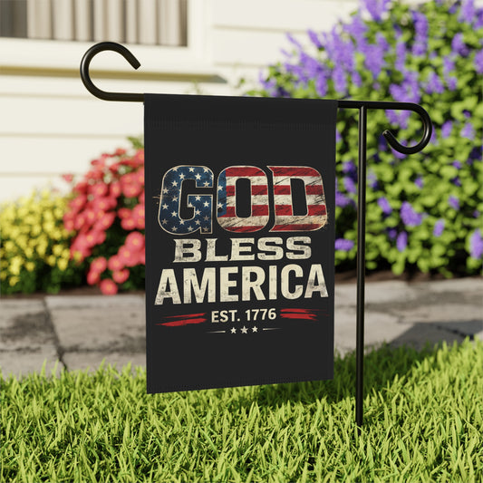 God Bless America Garden Flag — Patriotic Outdoor House Banner (Est. 1776)