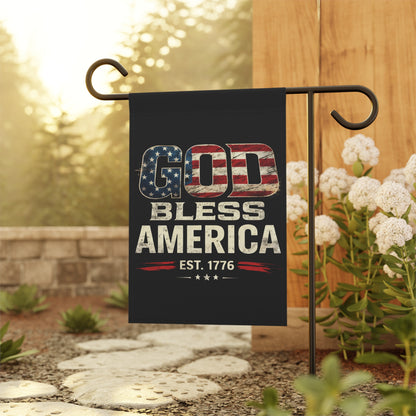 God Bless America Garden Flag — Patriotic Outdoor House Banner (Est. 1776)