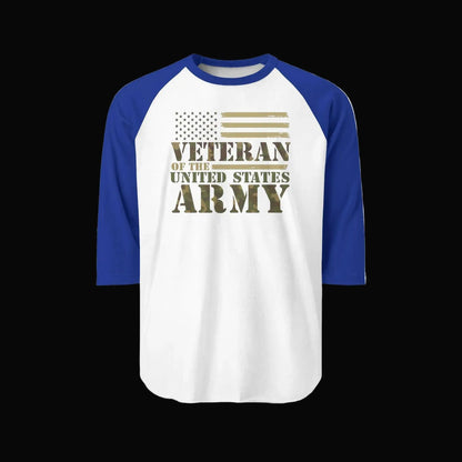 Army Veteran Raglan Shirt - "Veteran of the United States Army" Distressed Flag Tee - LiberTees for All