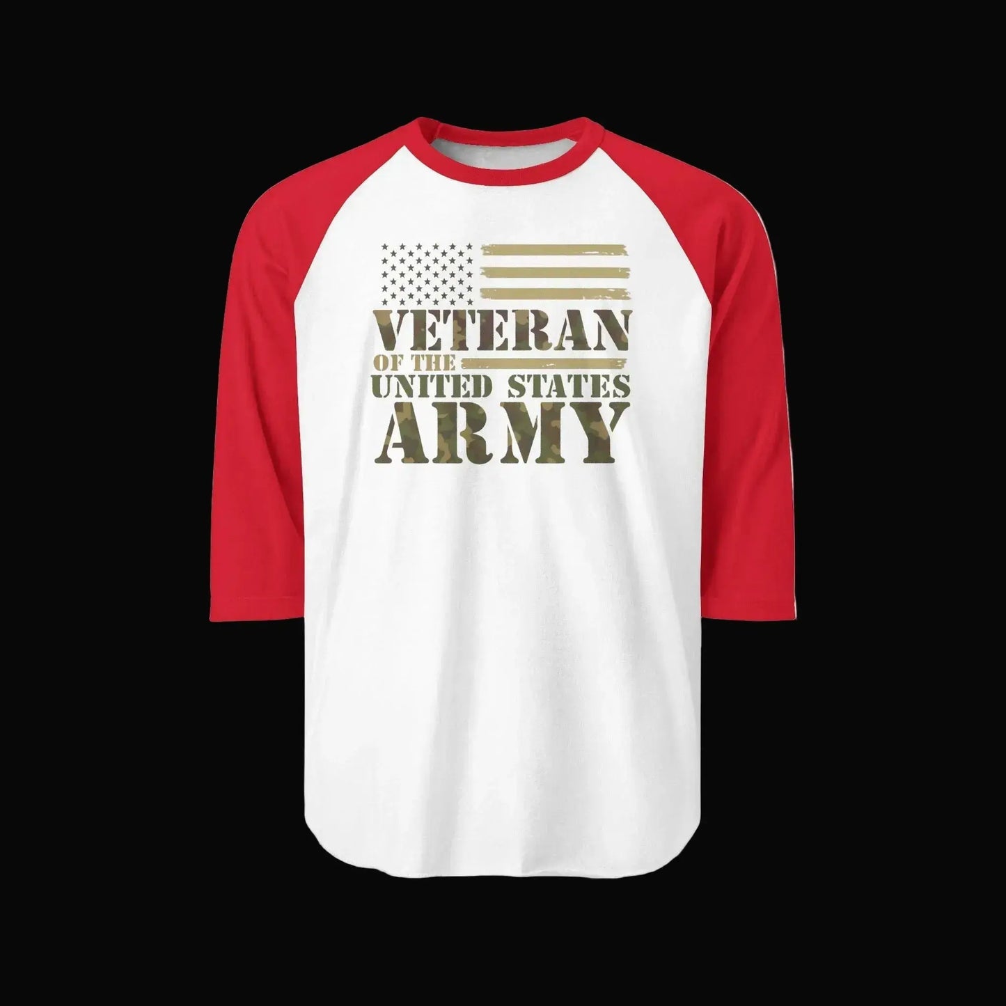 Army Veteran Raglan Shirt - "Veteran of the United States Army" Distressed Flag Tee - LiberTees for All