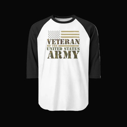 Army Veteran Raglan Shirt - "Veteran of the United States Army" Distressed Flag Tee - LiberTees for All