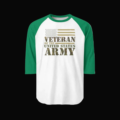 Army Veteran Raglan Shirt - "Veteran of the United States Army" Distressed Flag Tee - LiberTees for All