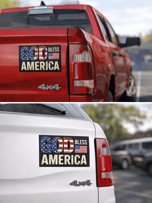 God Bless America Car Magnet — Patriotic American Flag Vehicle Decal - Torch Republic