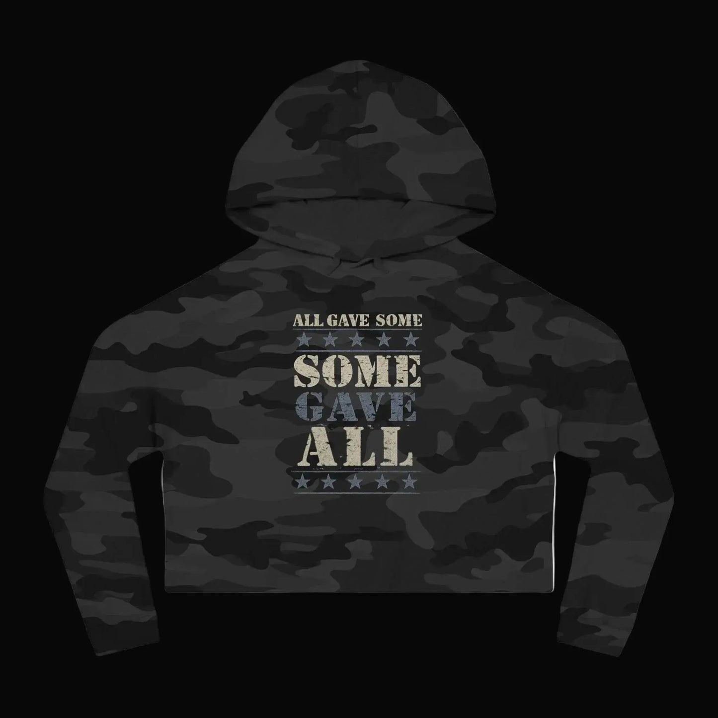 Patriotic Camouflage Cropped Hoodie — "All Gave Some, Some Gave All" - LiberTees for All