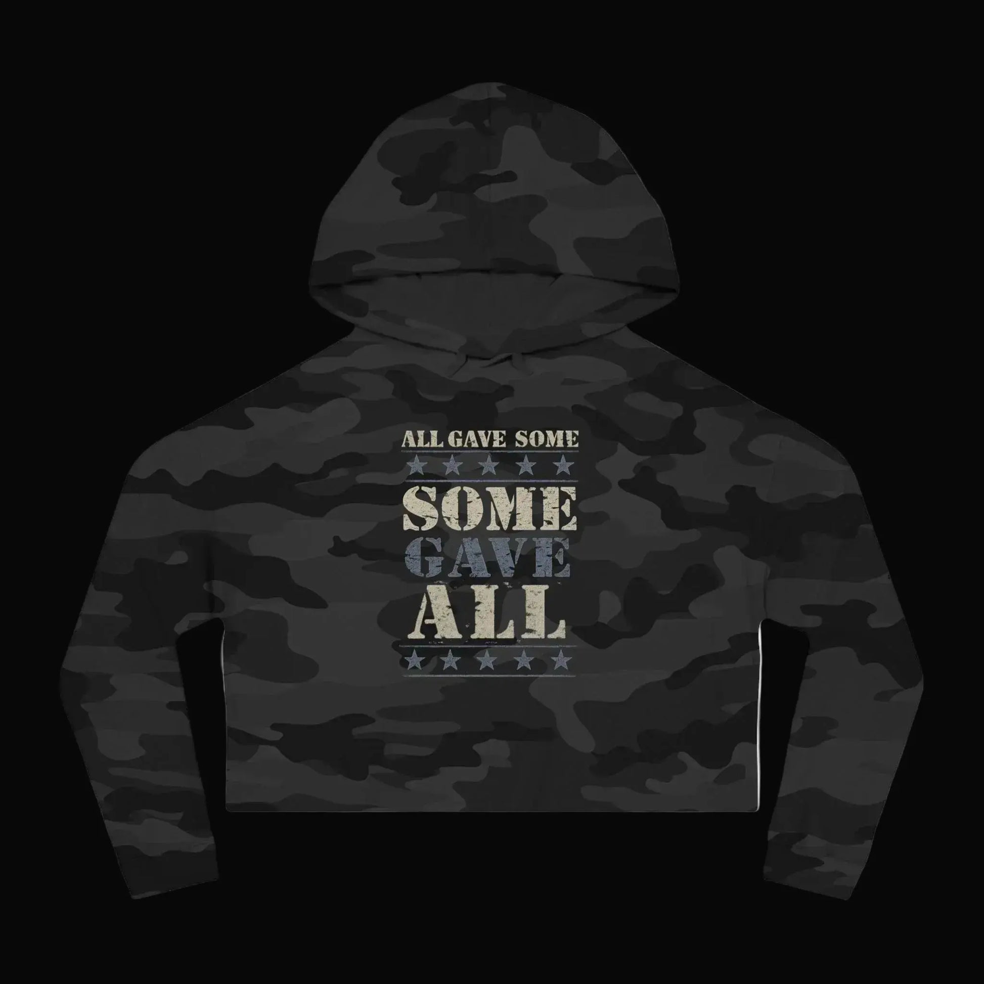 Patriotic Camouflage Cropped Hoodie — "All Gave Some, Some Gave All" - LiberTees for All