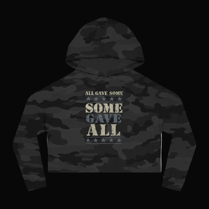 Patriotic Camouflage Cropped Hoodie — "All Gave Some, Some Gave All" - LiberTees for All