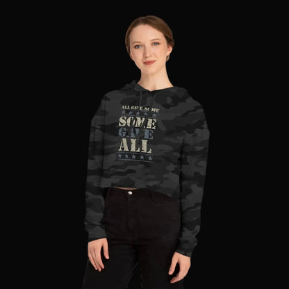Patriotic Camouflage Cropped Hoodie — "All Gave Some, Some Gave All" - LiberTees for All