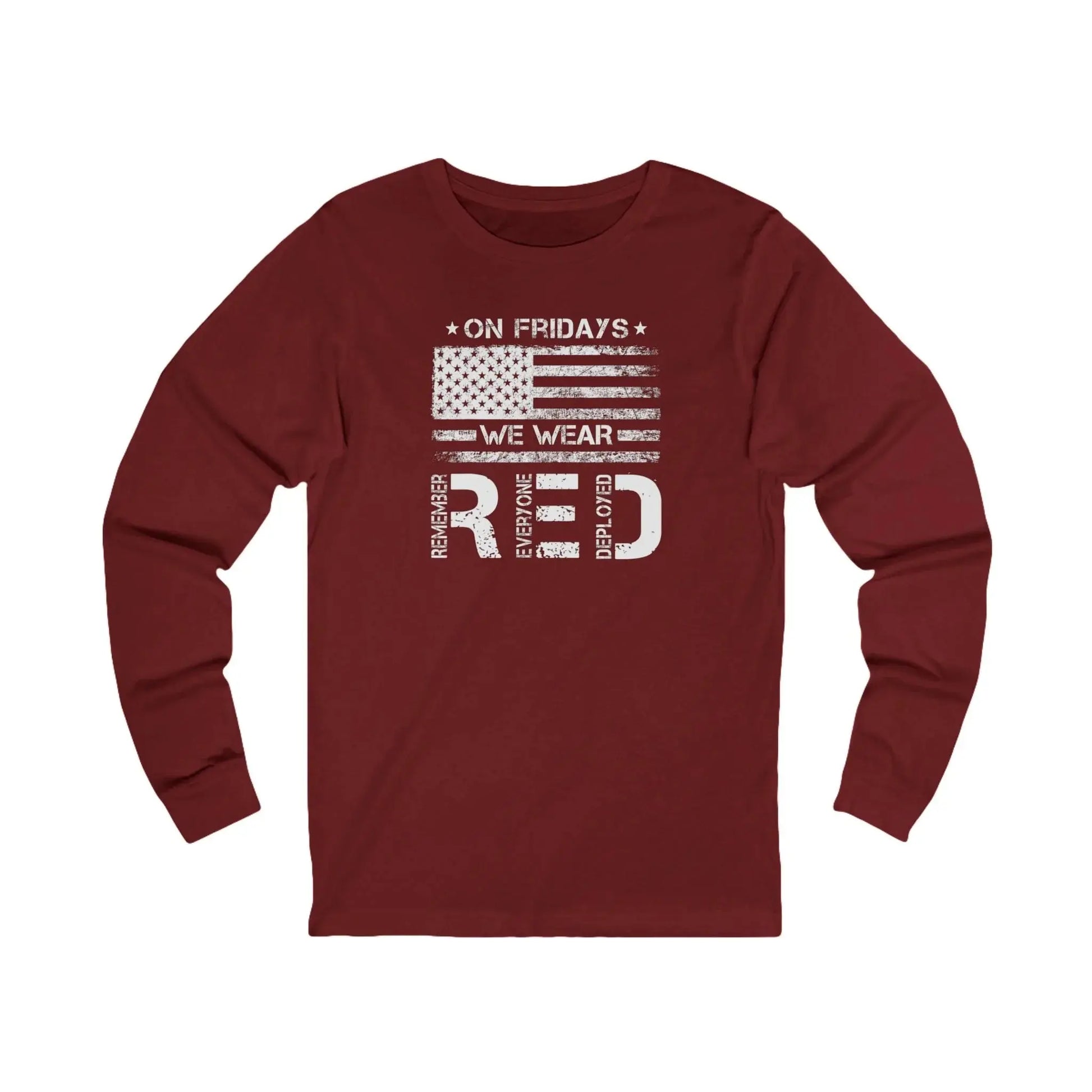 Remember Everyone Deployed "On Fridays We Wear Red" Long Sleeve Tee - LiberTees for All