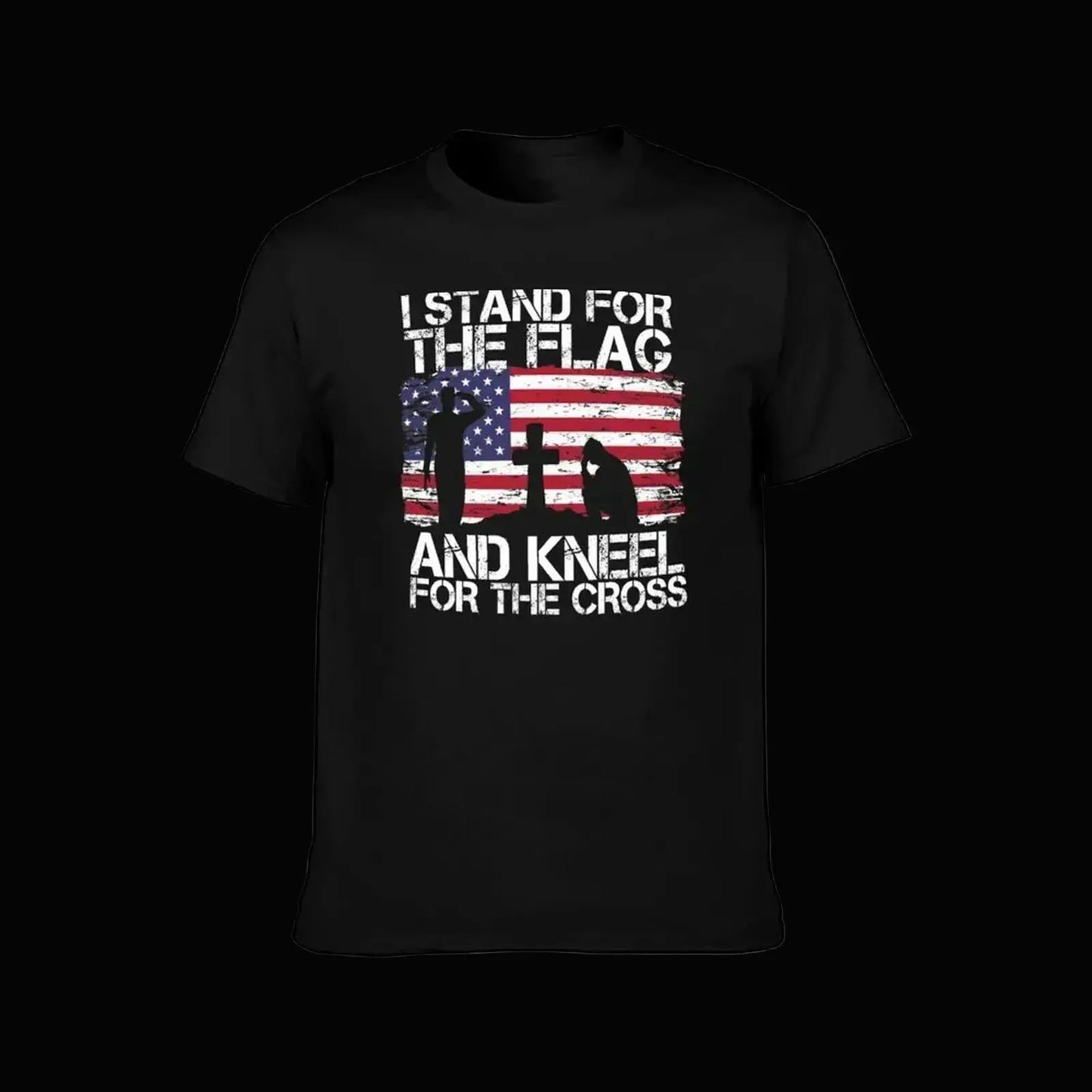 stand Flag the the quality and Flag high for T-Shirt shirt man cotton Kneel I Cross American t for - LiberTees for All