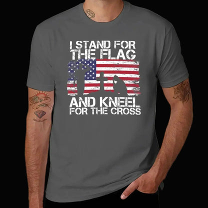 stand Flag the the quality and Flag high for T-Shirt shirt man cotton Kneel I Cross American t for - LiberTees for All