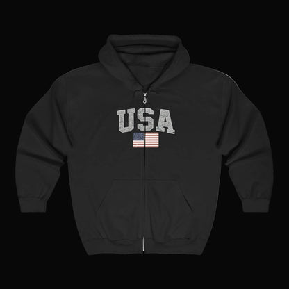 USA Flag Full - Zip Hoodie — American Flag Zip - Up Hoodie - LiberTees for All