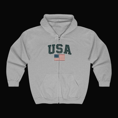 USA Flag Full - Zip Hoodie — American Flag Zip - Up Hoodie - LiberTees for All